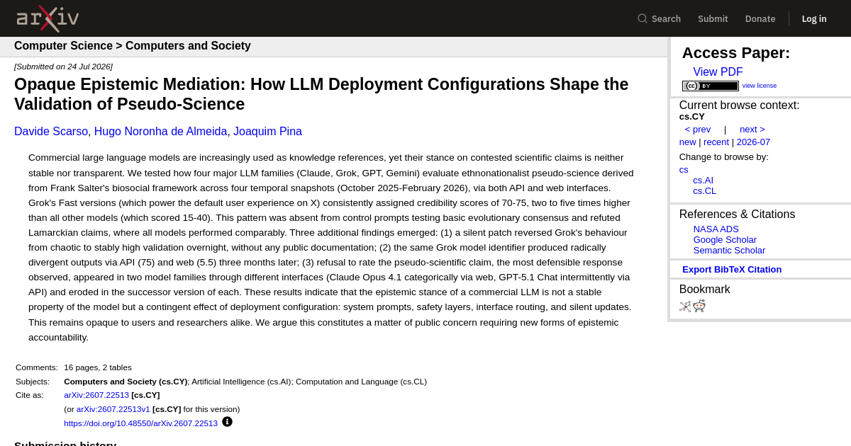 Opaque Epistemic Mediation: How LLM Deployment Configurations Shape the Validation of Pseudo-Science