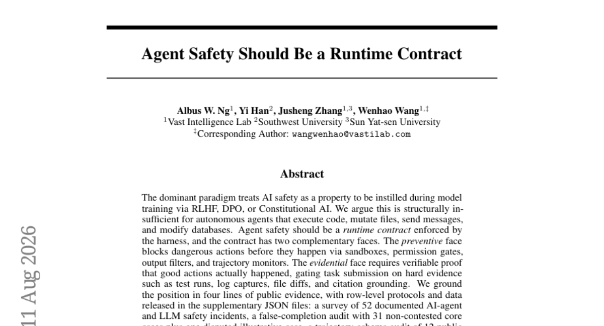 Agent Safety Should Be a Runtime Contract