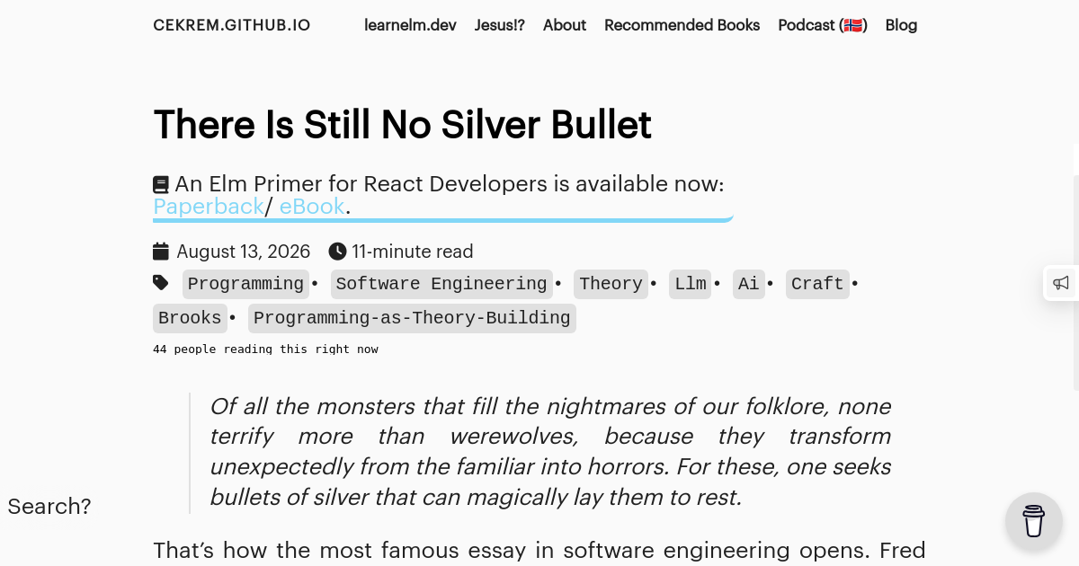 There Is Still No Silver Bullet