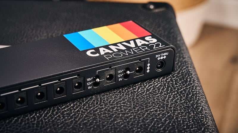 Various angles of the Walrus Audio Canvas series of power supplies