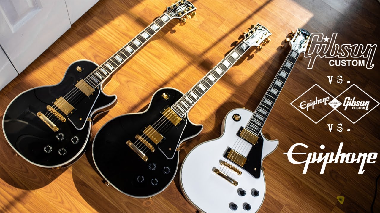 Les Paul Custom: Epiphone vs. Inspired by Gibson Custom vs. Gibson - YouTube