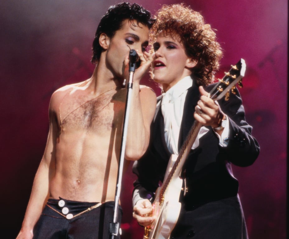 Prince (left) and Wendy Melvoin perform onstage