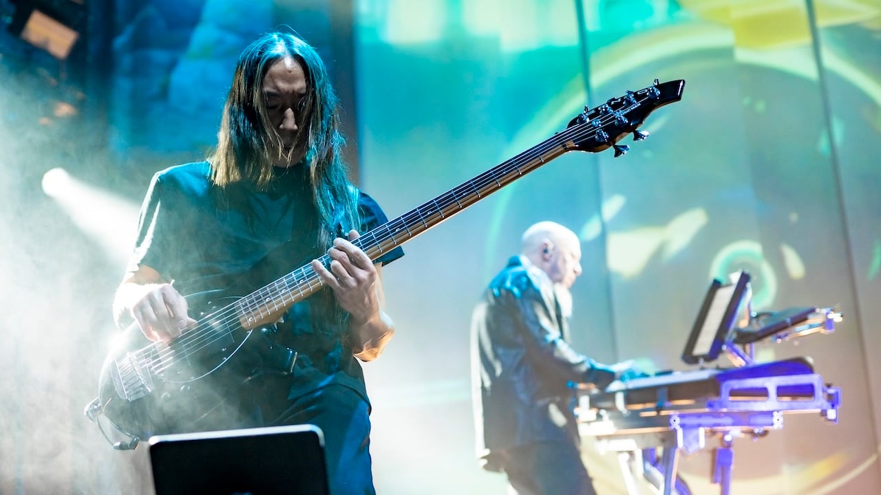 John Myung of Dream Theater performs at Mediolanum Forum of Assago on May 07, 2022 in Milan, Italy. at Mediolanum Forum on May 07, 2022 in Milan, Italy. 