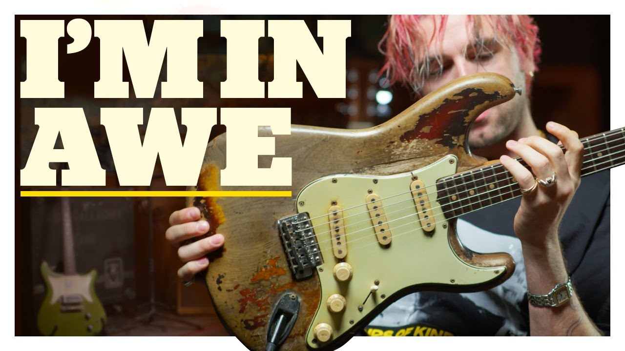 Carlos O'Connell of Fontaines DC reacts to playing Rory Gallagher's guitars - YouTube