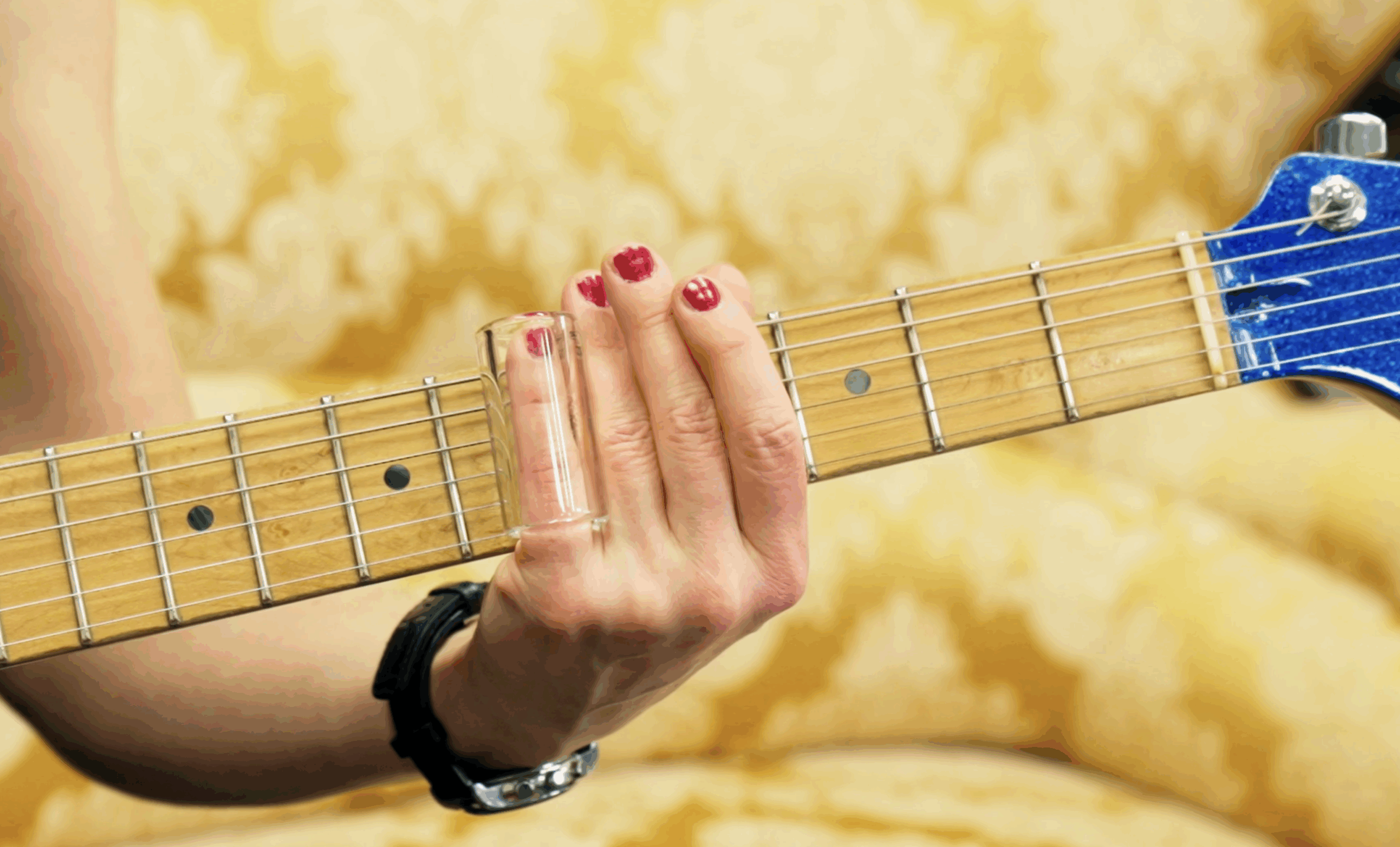 slide guitar on 4th finger