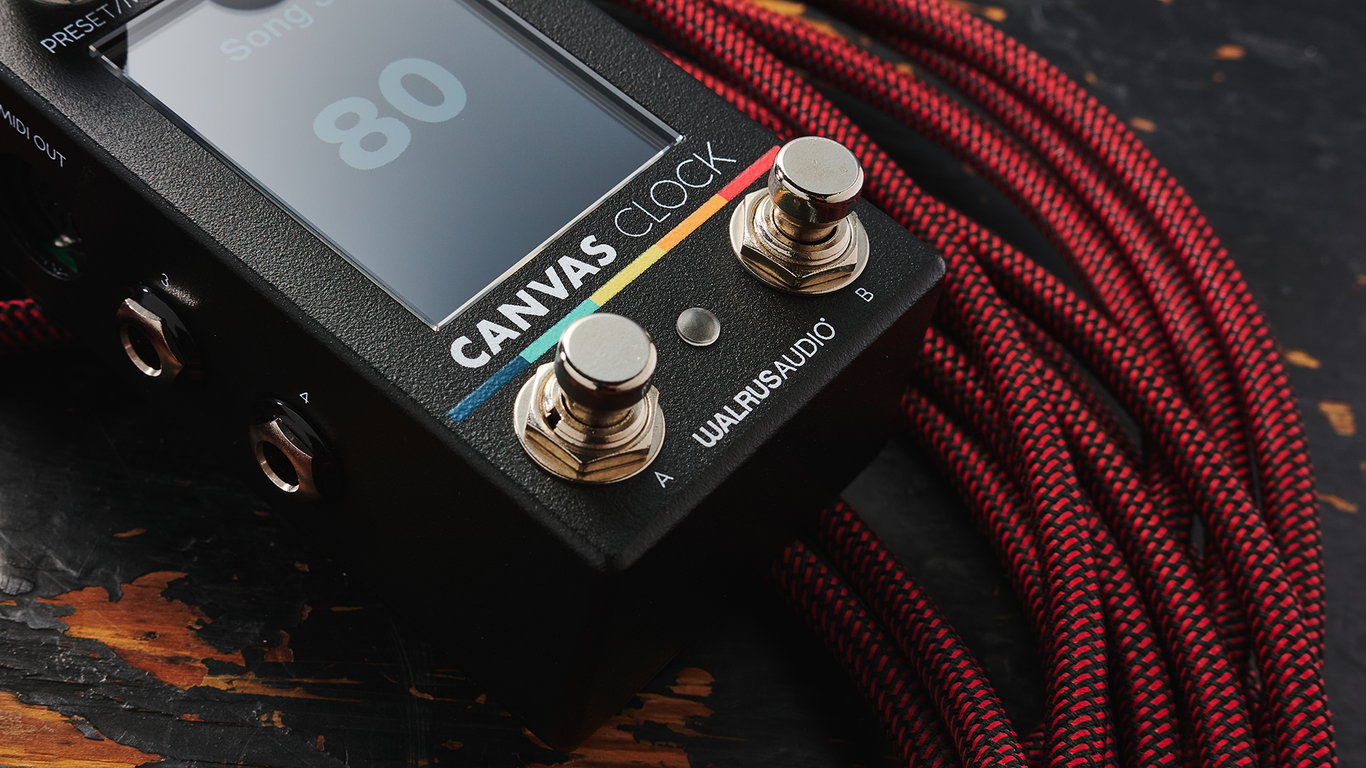 Walrus Audio Canvas Clock - MIDI management controller pedal with large screen, two control knobs and two footswitches