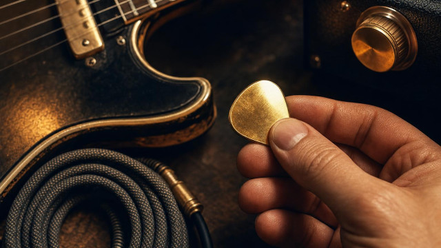 Pink Floyd’s 18-Carat Gold Guitar Pick Is Real, Playable, and Very Expensive inline image