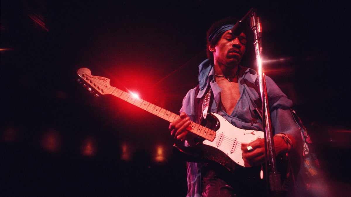 Jimi Hendrix performing at Madison Square Garden, New York City, 18th May 1969