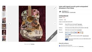 A screenshot of the eBay page for the Taylor Swift guitar that was smashed at the Ellis County Wild Game Dinner auction
