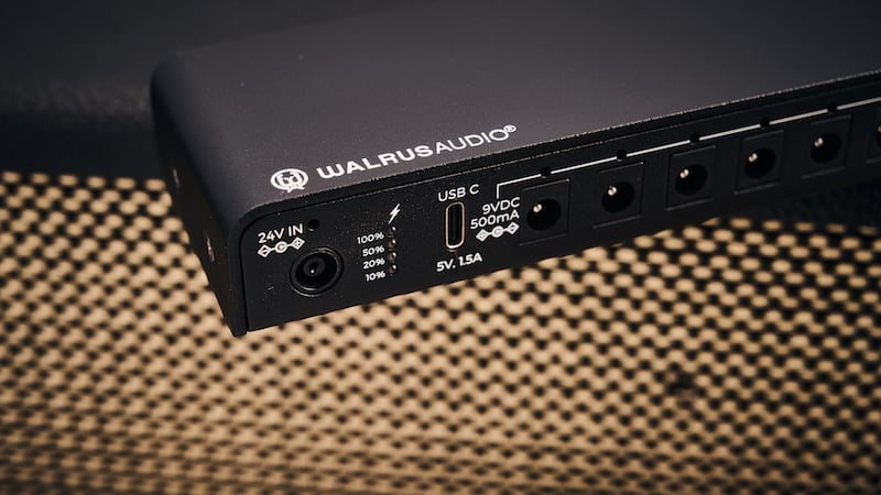 Various angles of the Walrus Audio Canvas series of power supplies