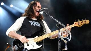 Geddy Lee of Rush performs part of the bands' Time Machine Tour at Sleep Train Pavilion on June 26, 2011 in Concord, California.