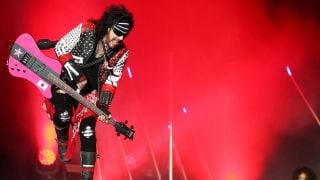 Nikki Sixx of M&ouml;tley Cr&uuml;e performs at GIANTS Stadium on November 11, 2023 in Sydney, Australia.
