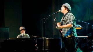 Ben Folds and Robert Sledge of Ben Folds Five perform during the 2012 New York Comic Con at the Javits Center on October 11, 2012 in New York City.