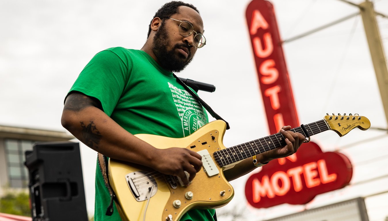 Bartees Strange performs onstage at the Austin Motel in Austin, Texas on March 14, 2023