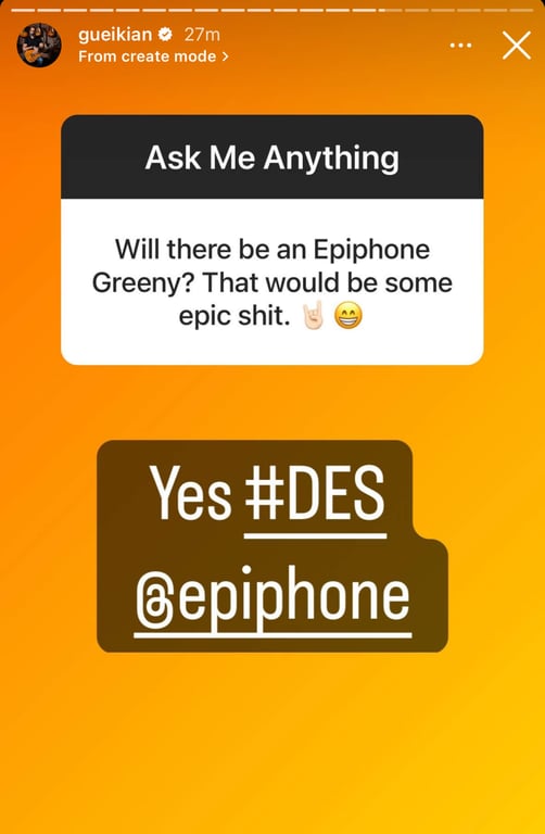 Cesar Gueikian teases an Epiphone Greeny Les Paul