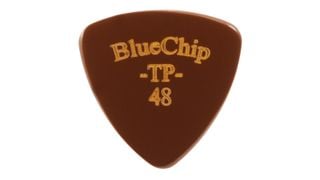 A Blue Chip TP48 guitar pick