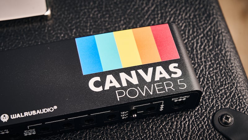 Various angles of the Walrus Audio Canvas series of power supplies