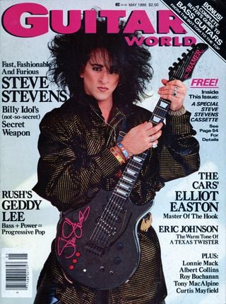 Steve Stevens on the cover of Guitar World May 1986