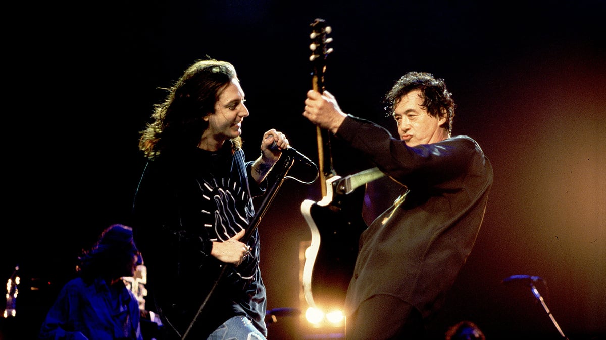 Chris Robinson of the Black Crowes and Jimmy Page on 6/27/00 in Chicago, Il