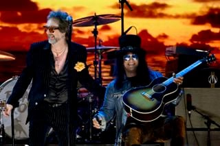 Chris Robinson (left) and Slash, onstage at The Kia Forum in Inglewood, California on January 30, 2025