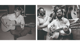 Left: Bob Taylor with the first guitar he ever built &ndash; and the fact that it&rsquo;s a 12-string shows a certain level of ambition! Right: Bob Taylor (left) and business partner Kurt Listug in 1985 in the early days of the company