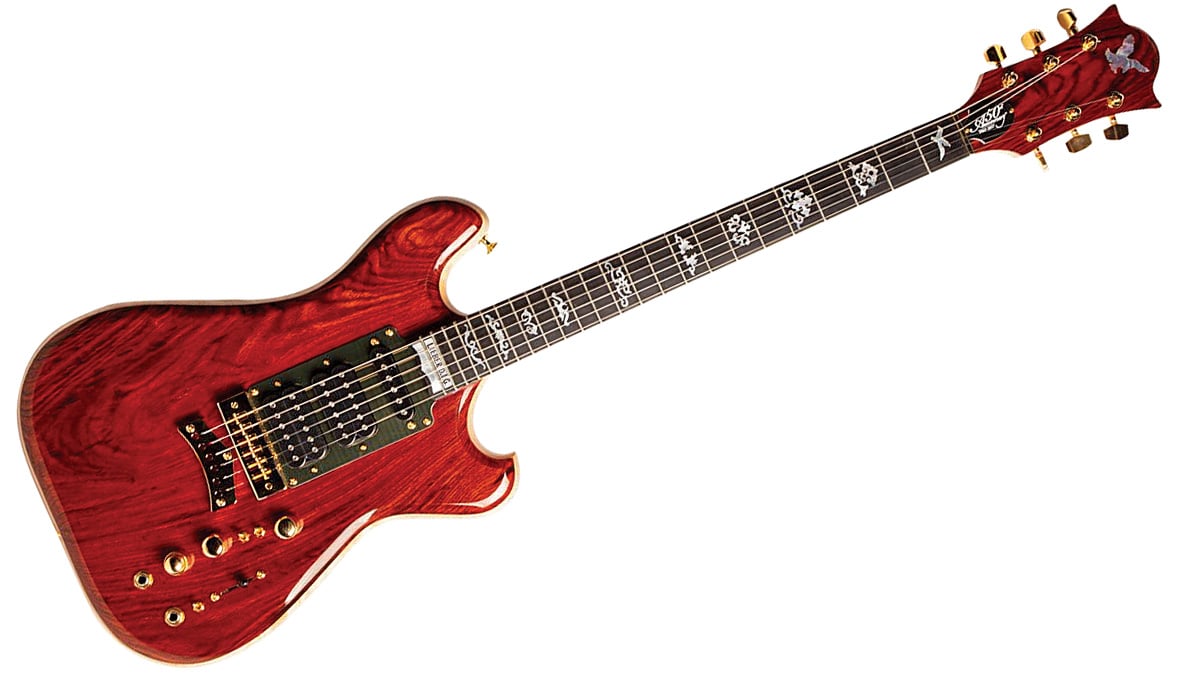 The Coco Wolf. From lieberguitars.com: &ldquo;This hybrid of Tiger and Wolf features a&nbsp;curly maple back and&nbsp;sides with a cocobolo top&rdquo;
