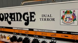 Close up of Orange Dual Terror front panel