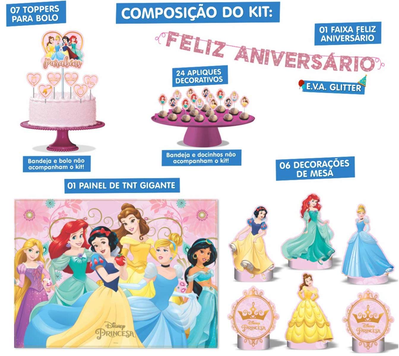 Kit Festa Princesas Disney Infantil - Imagem 3