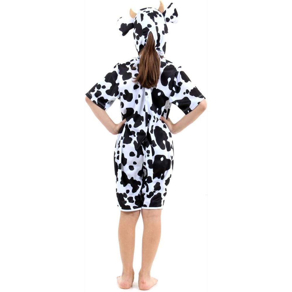 menina vestida de fantasia de vaca, vistas de costas