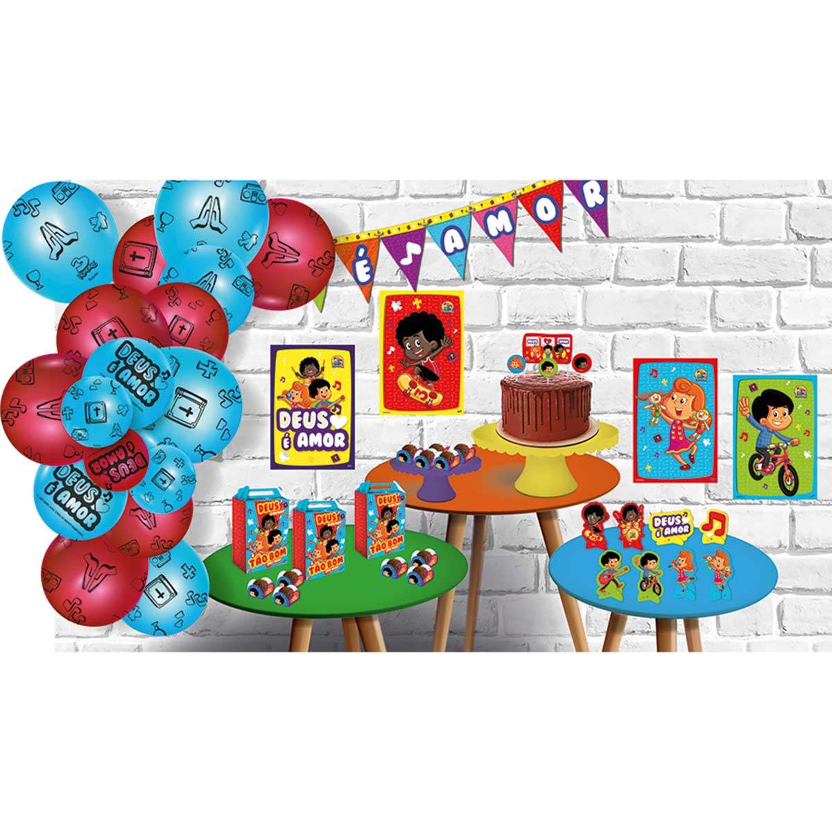Kit Festa Três Palavrinhas - Só um Bolinho Festcolor
