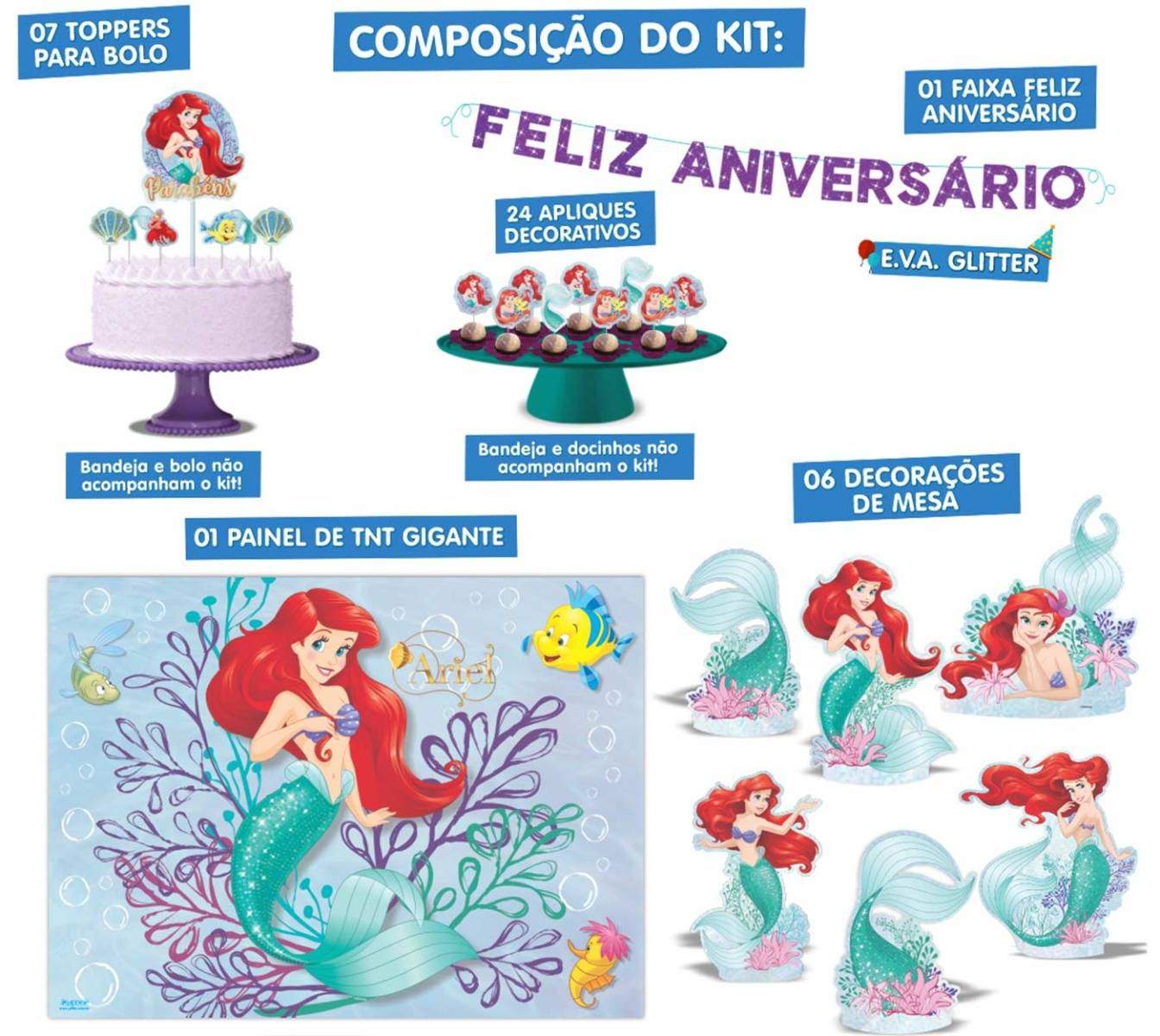 Kit Festa da Pequena Sereia Infantil - Imagem 3
