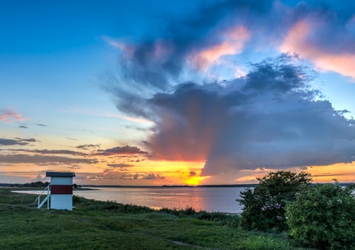 Solnedgang over Rone Klint i  Præstø fra klee-fotokunst.dk