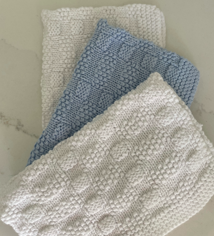 Færdigstrik: Gæstehåndklæder i portugisisk bomuld m. perlestrik (forskellige str. og farver) - billede 6