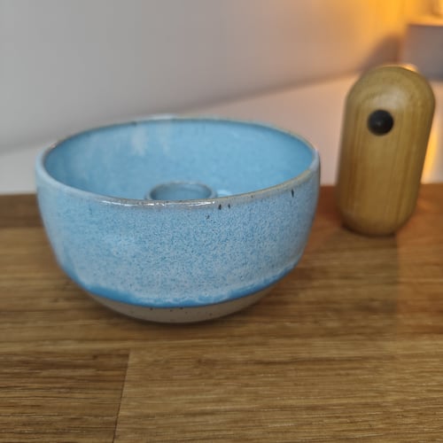 Vinterblå lysestage  fra Jo keramik 