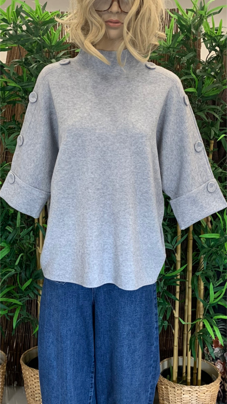 Jessie strik blouse, Grey. Onesize str. 36-44 fra KJOLEUNIVERSET.DK