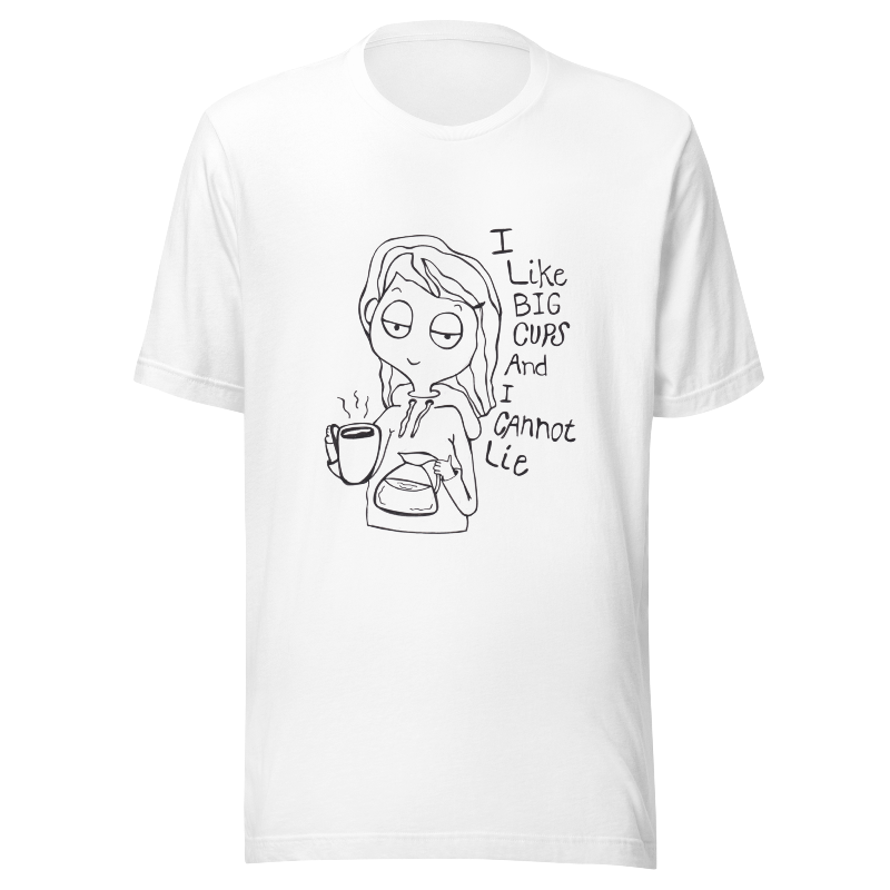 T-shirt: i like big cups Hvid Small - billede 1