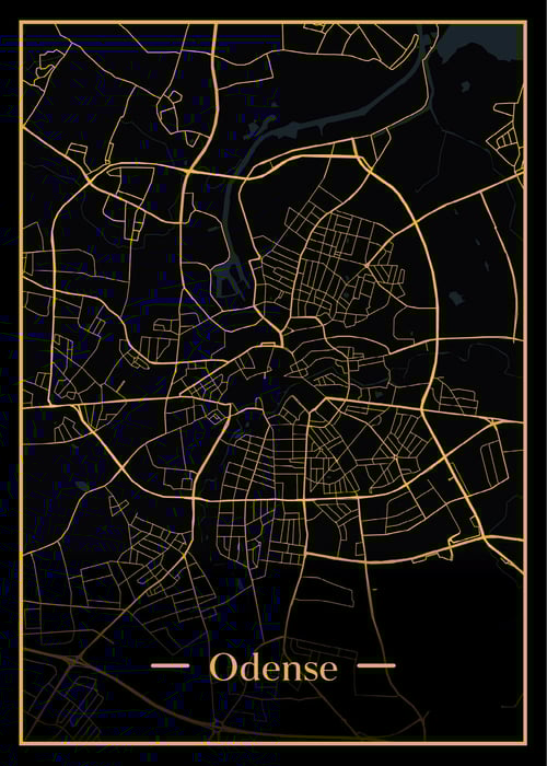 Odense Kort Plakat fra ArtOfPosters