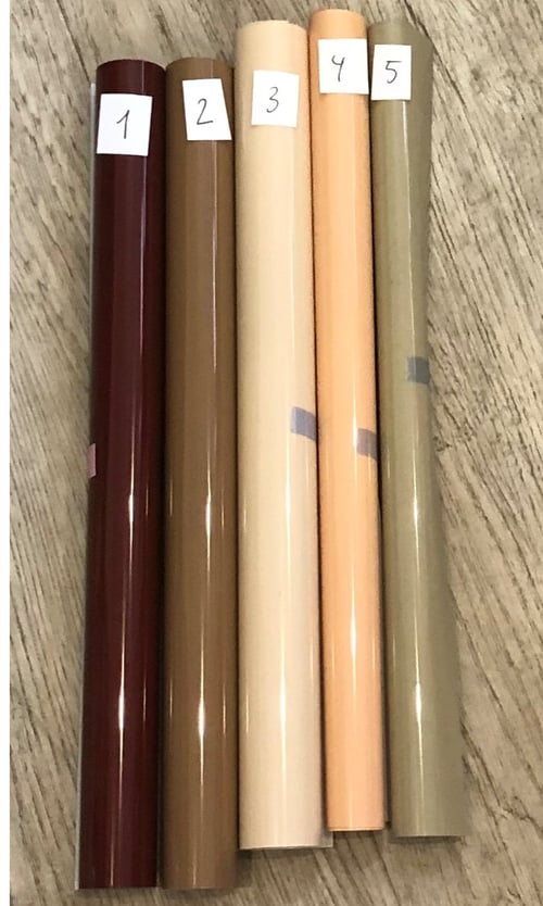 Brune/beige/sand farvet strygevinyl fra Misshusted 