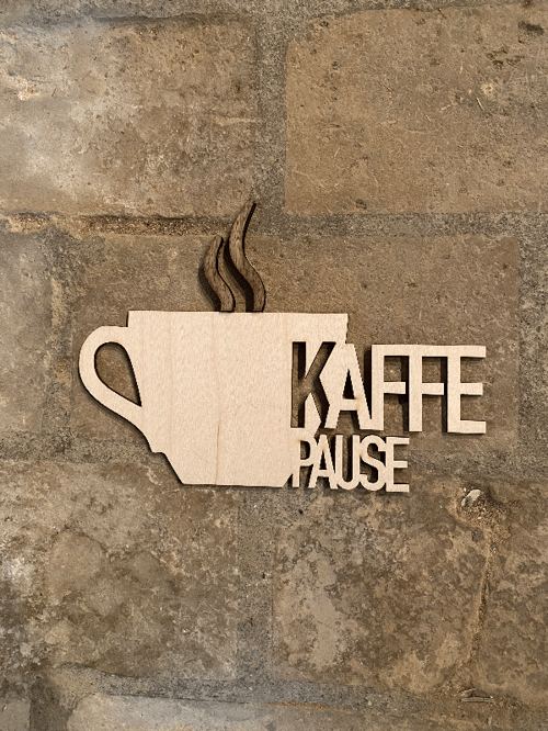 Kaffe pause skilt fra Madebyarogvi