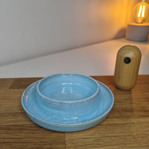 Vinterblå lysestage  fra Jo keramik 
