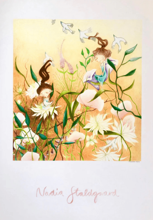 Piger i blomster  fra Nadia Staldgaard Illustration