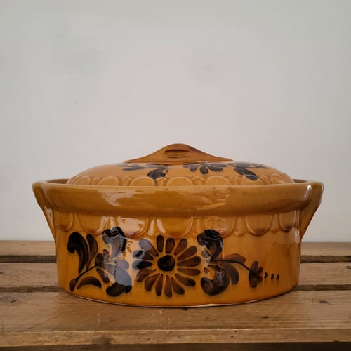 Fransk vintage Pottery Beck terrin med låg – 28 x 19 cm