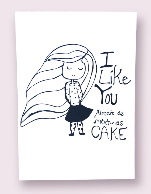 Kort: i like you almost as much as cake - billede 1