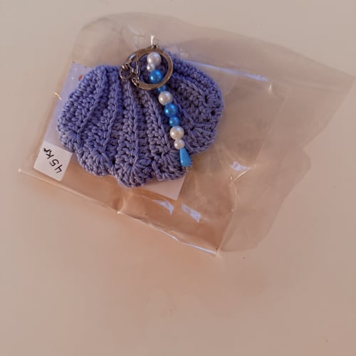 hækle musling med perler fra Strikket & hæklet