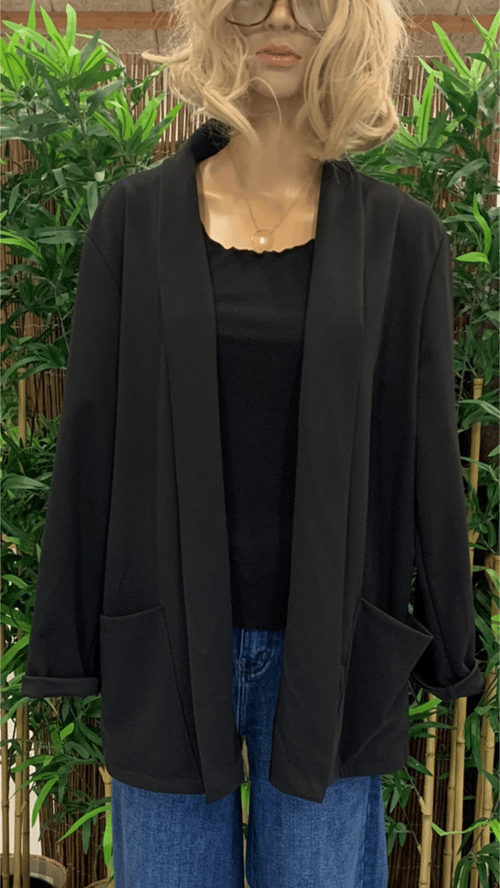 Silje basic Cardigan/blazer, Black. Onesize str. 36-44 fra KJOLEUNIVERSET.DK