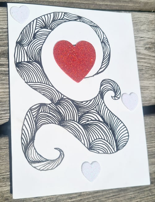 Stort kort med Doodles og hjerter.  fra Syrene Theresia Design