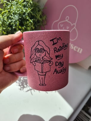 Krus: im reading my day away Pink Glimmer - Produkt nr. 187