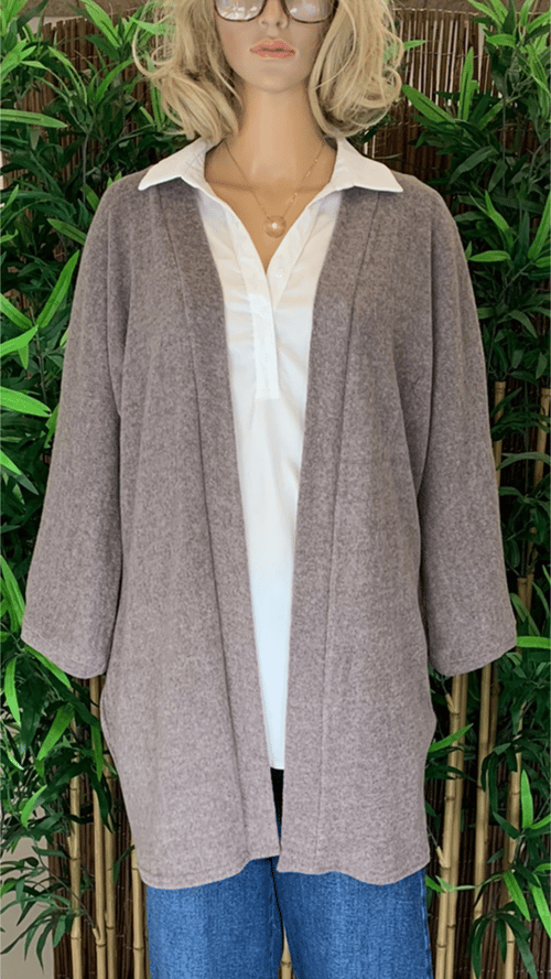 Sally soft basic cardigan, Taupe. Onesize str. 38-48.