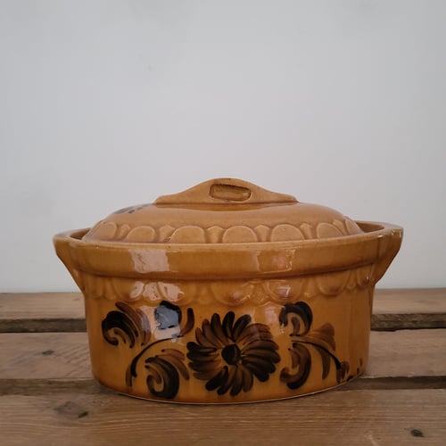 Fransk vintage Pottery Beck terrin med låg – 19 x 12 cm
