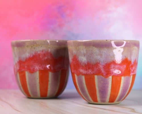 Tivoli-krus, orange og lilla nuancer fra Mille Keramik